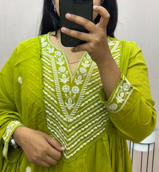 mul Cotton Anarkali Suit Set