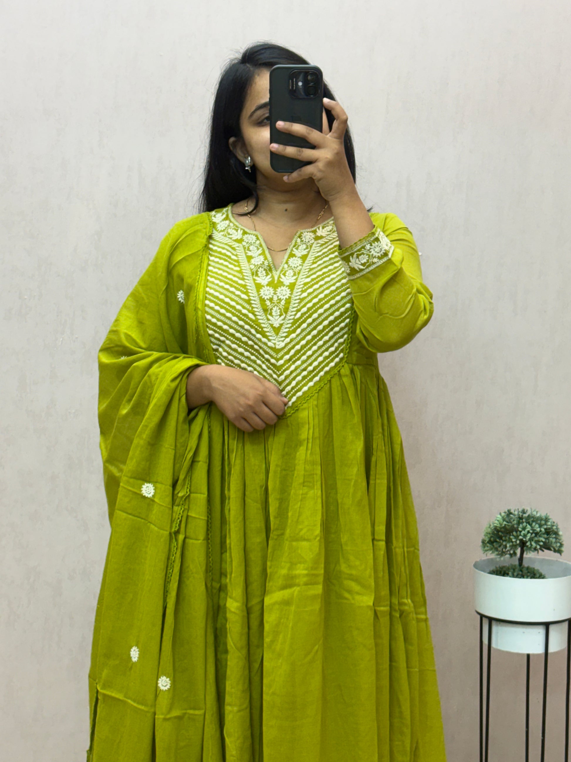 mul Cotton Anarkali Suit Set