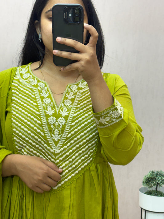 mul Cotton Anarkali Suit Set