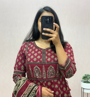 Cotton Anarkali Suit Set