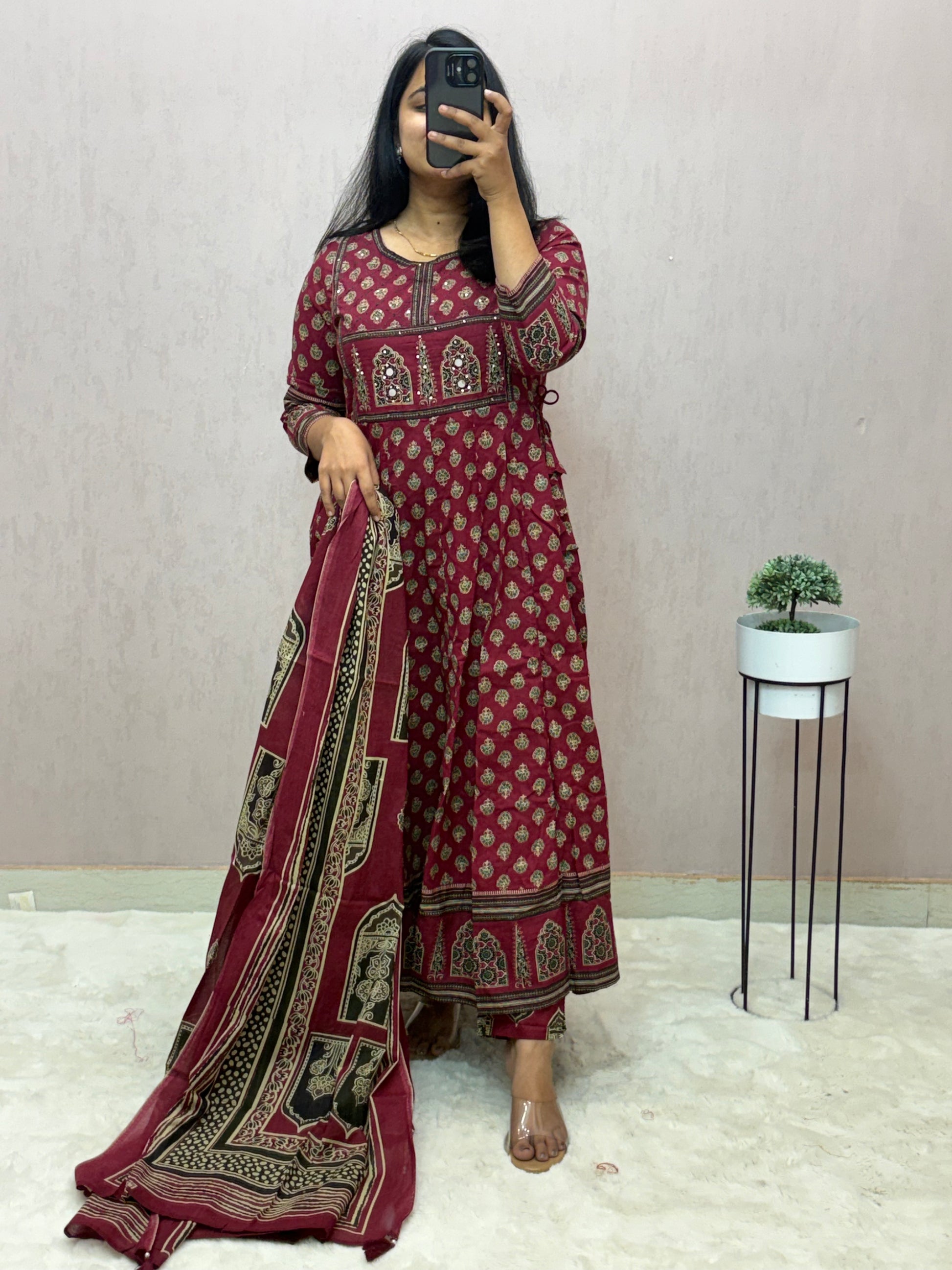 Cotton Anarkali Suit Set