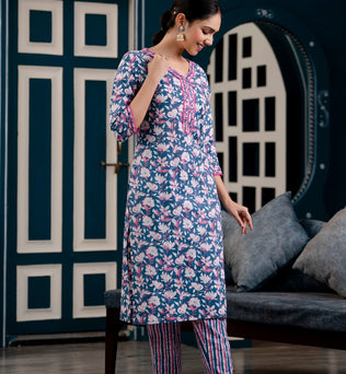 Cotton Straight Kurti Pant dupatta Set