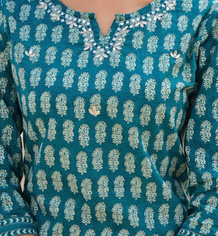 Cotton Printed Straight Kurti With Pant And Dupatta