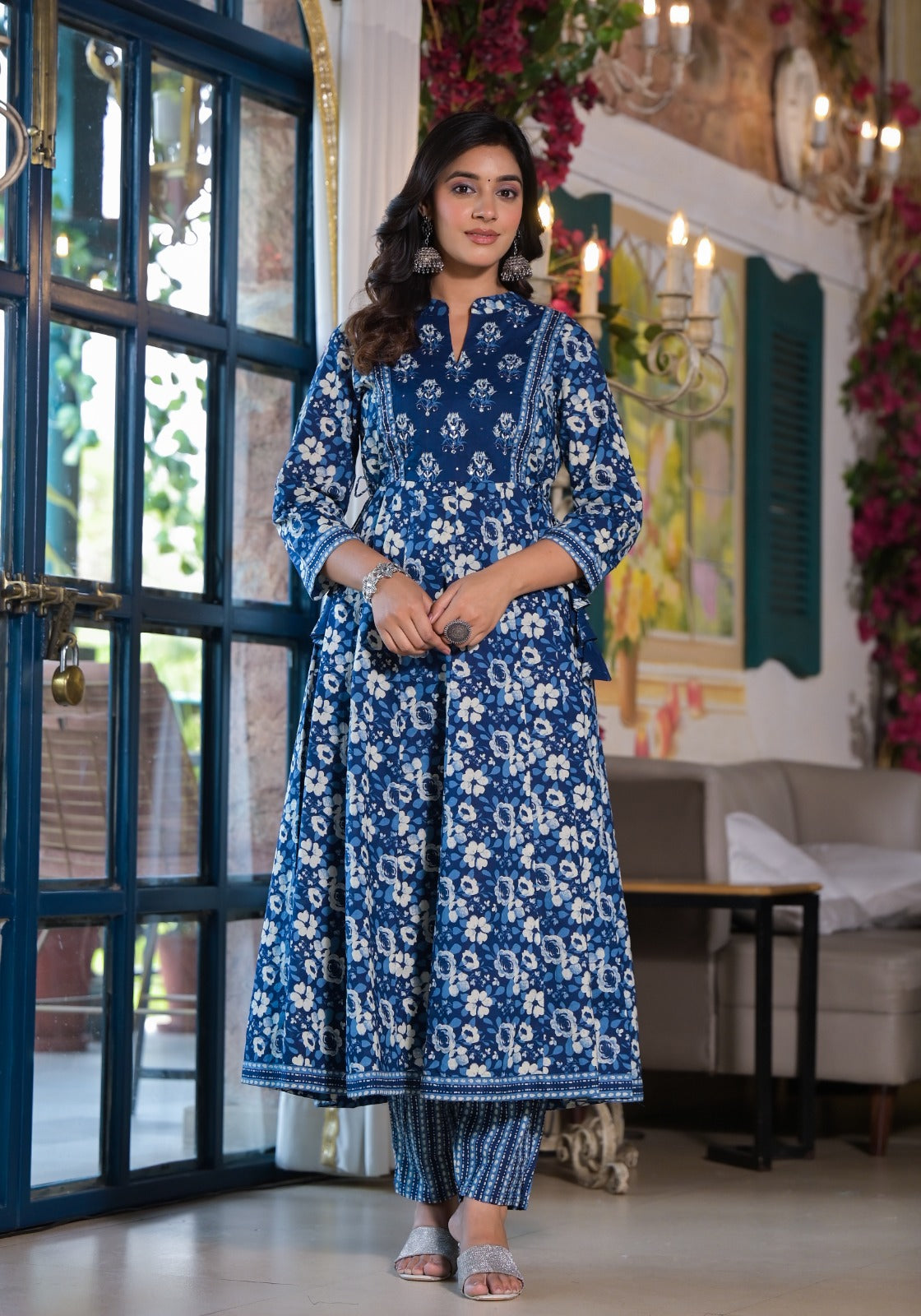 Cotton Anarkli Kurti With Pant And Dupatta