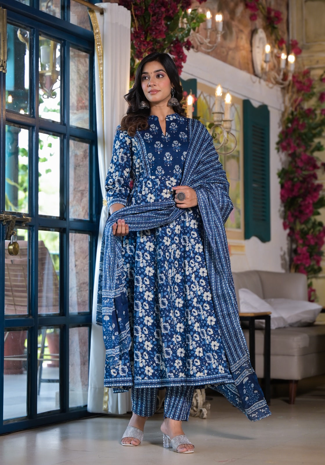 Cotton Anarkli Kurti With Pant And Dupatta