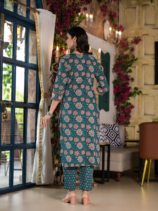 Cotton Printed Straight Kurti With Pant and Dupatta