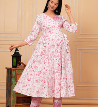 Cotton Anarkali Kurti with Pant and Dupatta