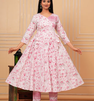 Cotton Anarkali Kurti with Pant and Dupatta