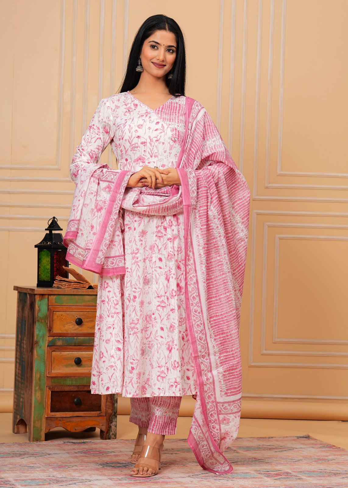 Cotton Anarkali Kurti with Pant and Dupatta