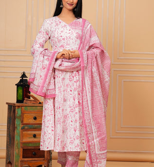 Cotton Anarkali Kurti with Pant and Dupatta