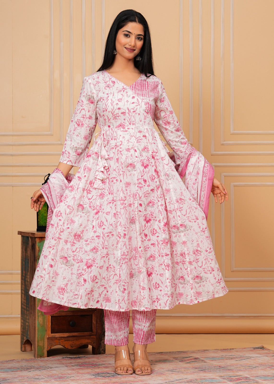 Cotton Anarkali Kurti with Pant and Dupatta