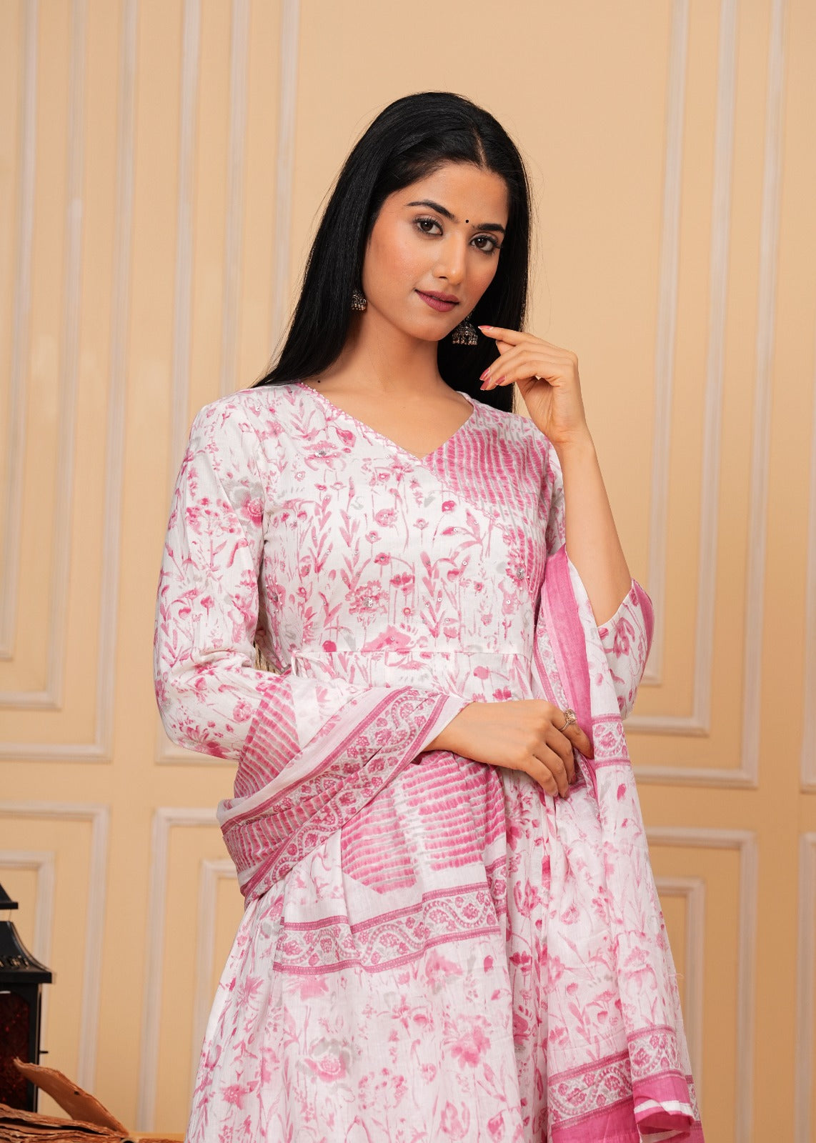 Cotton Anarkali Kurti with Pant and Dupatta