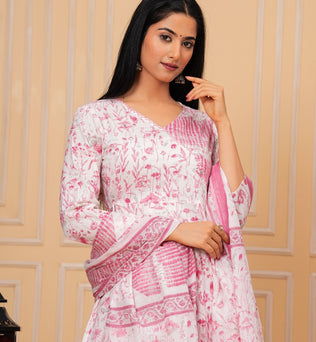 Cotton Anarkali Kurti with Pant and Dupatta