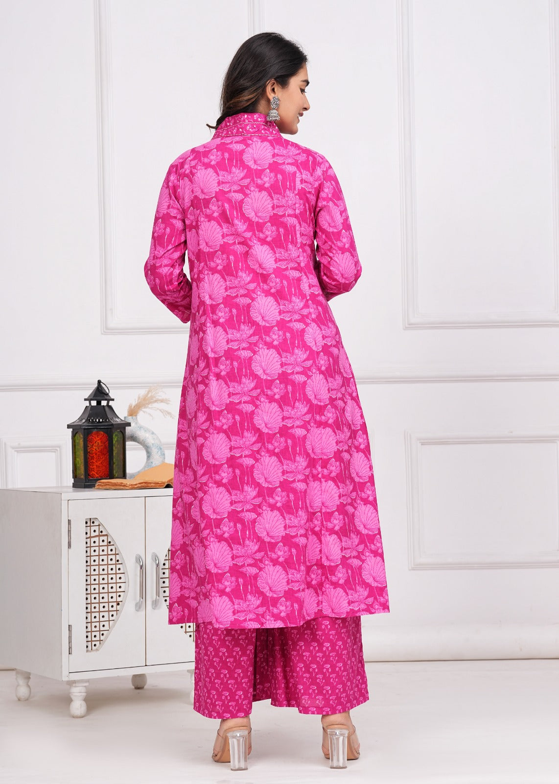 Cotton Printed A-line Kurti with Plazo and Dupatta