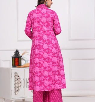 Cotton Printed A-line Kurti with Plazo and Dupatta