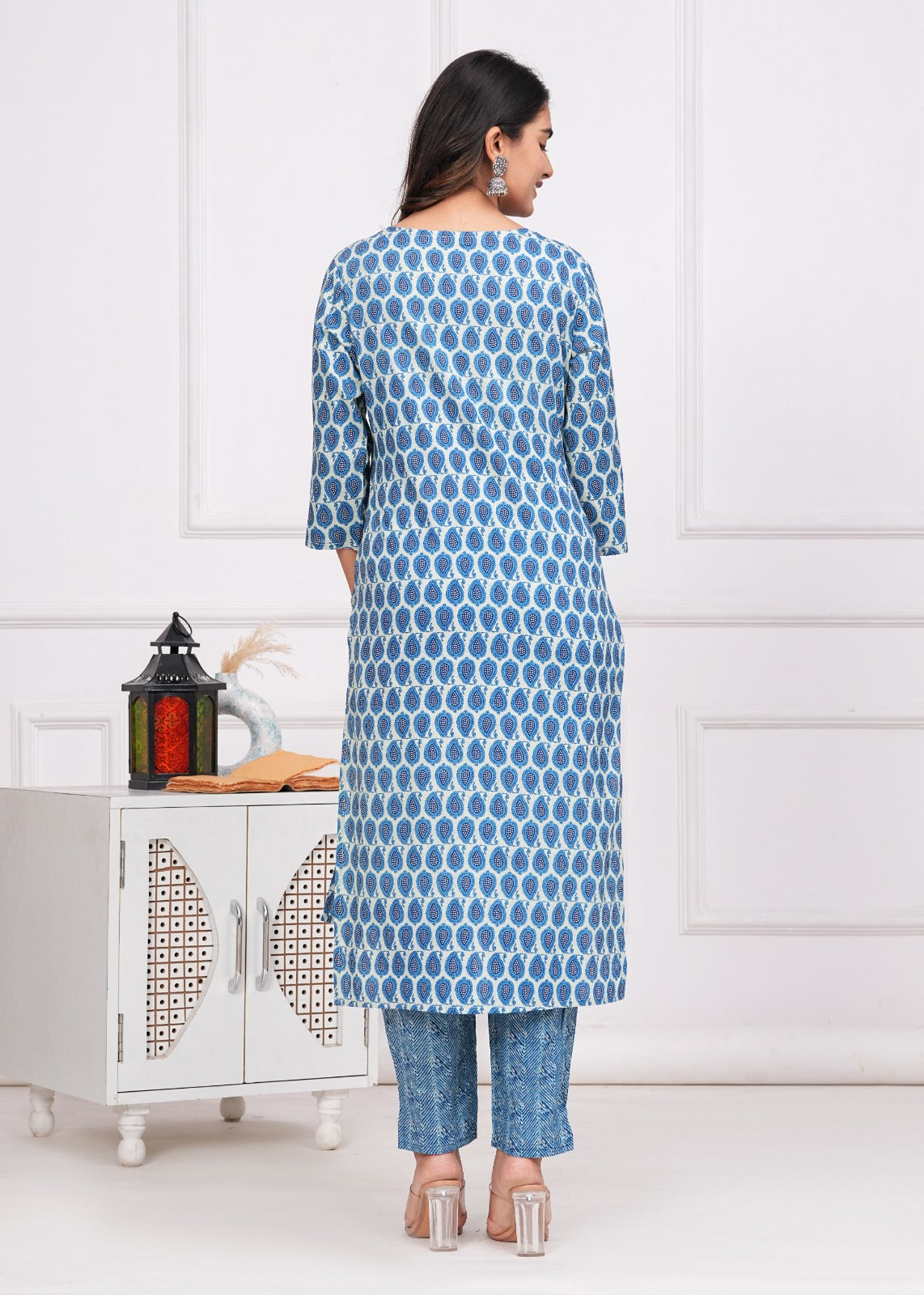 Cotton Printed Straight Kurti with Pant and Dupatta