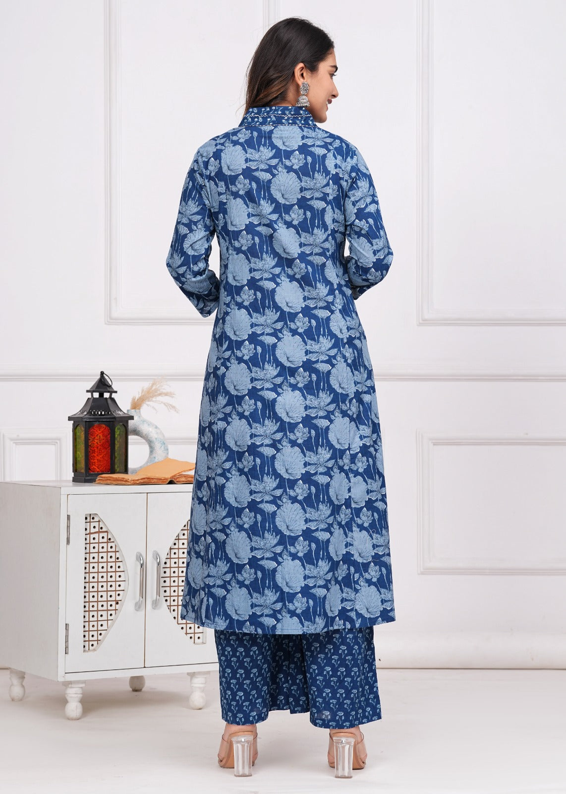 Cotton Printed A-Line Kurti with Plazzo and Dupatta