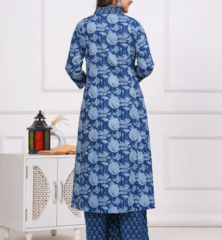 Cotton Printed A-Line Kurti with Plazzo and Dupatta