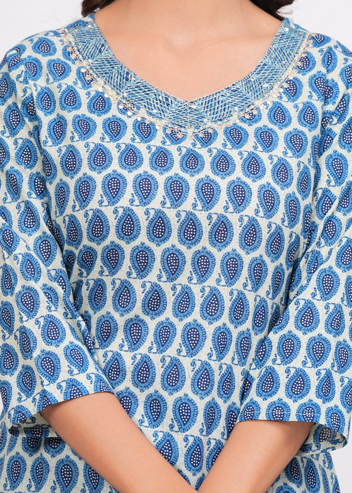 Cotton Printed Straight Kurti with Pant and Dupatta