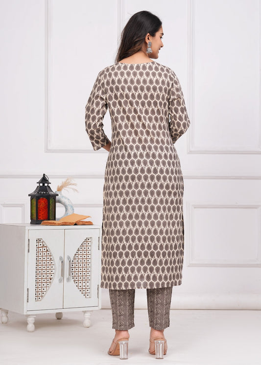 Cotton Printed Kurti with Pant and Dupatta