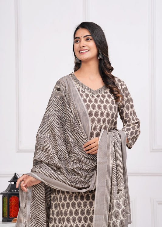 Cotton Printed Kurti with Pant and Dupatta
