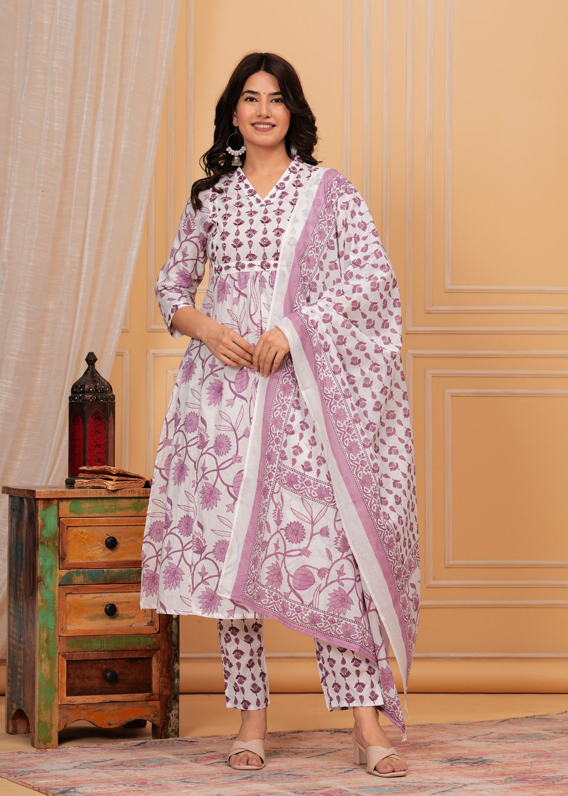 Cotton Printed Kurti with Pant and Dupatta