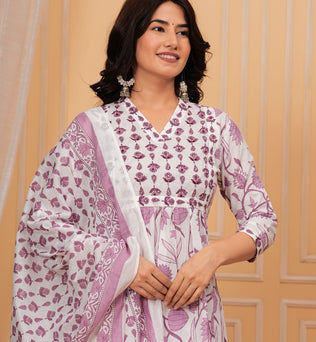 Cotton Printed Kurti with Pant and Dupatta