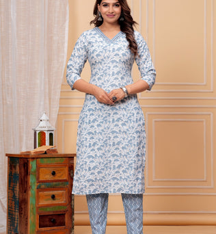 Cotton Straight Kurti with Pant and Dupatta