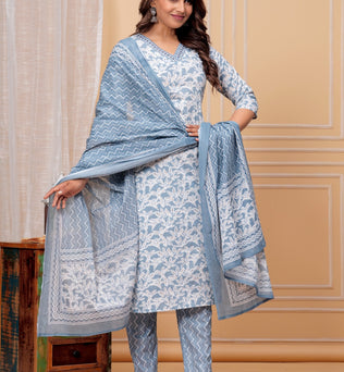 Cotton Straight Kurti with Pant and Dupatta