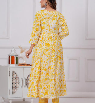 Cotton Anarkali Kurti with Pant and Dupatta