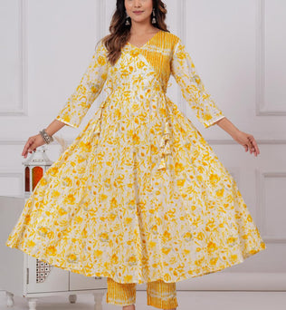 Cotton Anarkali Kurti with Pant and Dupatta