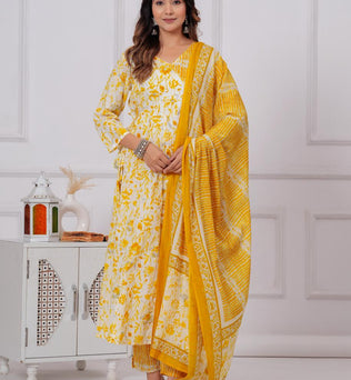 Cotton Anarkali Kurti with Pant and Dupatta