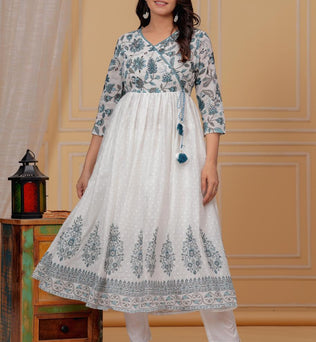 Mulmul Printed Kurti with Pant and Dupatta