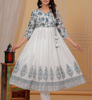 Mulmul Printed Kurti with Pant and Dupatta