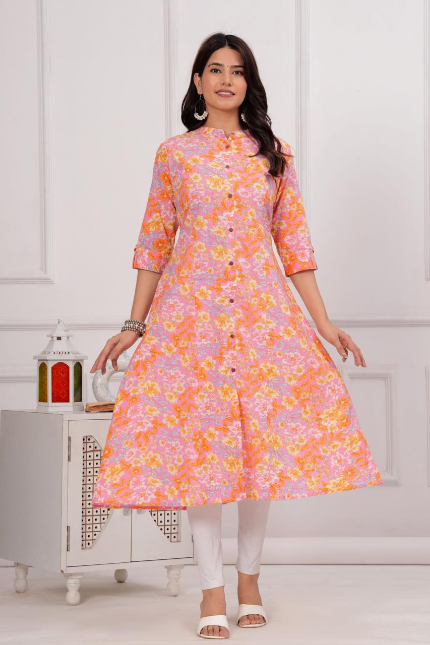 Cotton Printed A-line Kurti