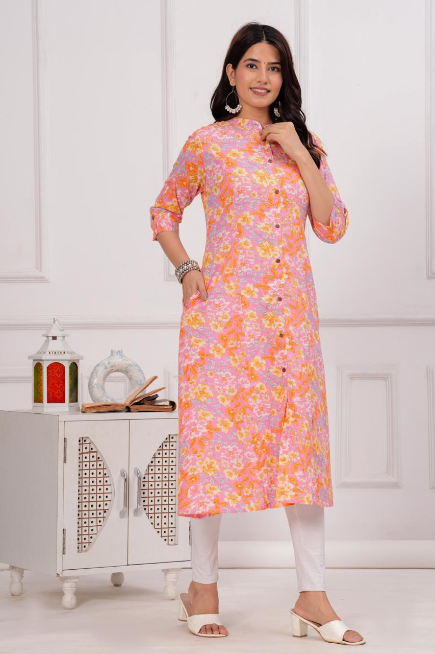 Cotton Printed A-line Kurti