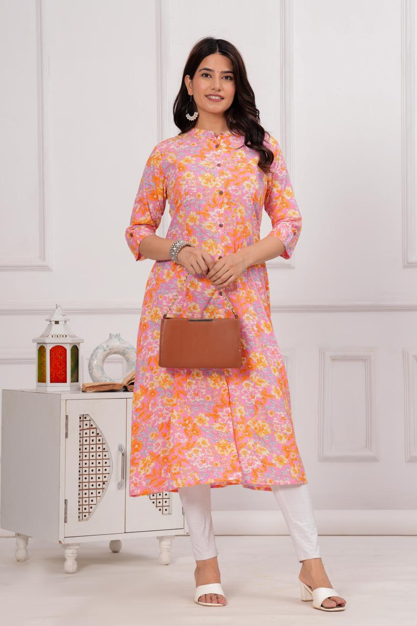 Cotton Printed A-line Kurti