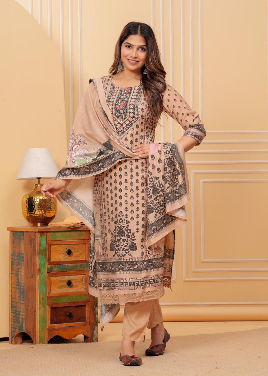 Modal Printed Straight Suit Set