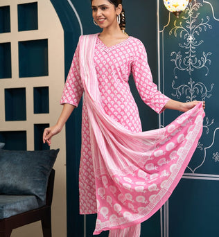 Cotton Printed Kurti Afgani Set