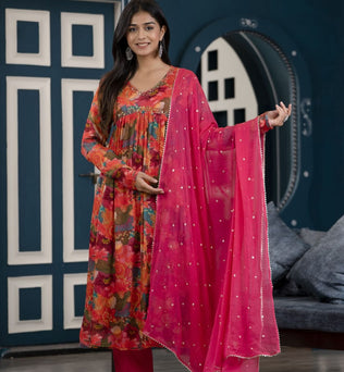 Alia cut Kurti Pant Dupatta Set