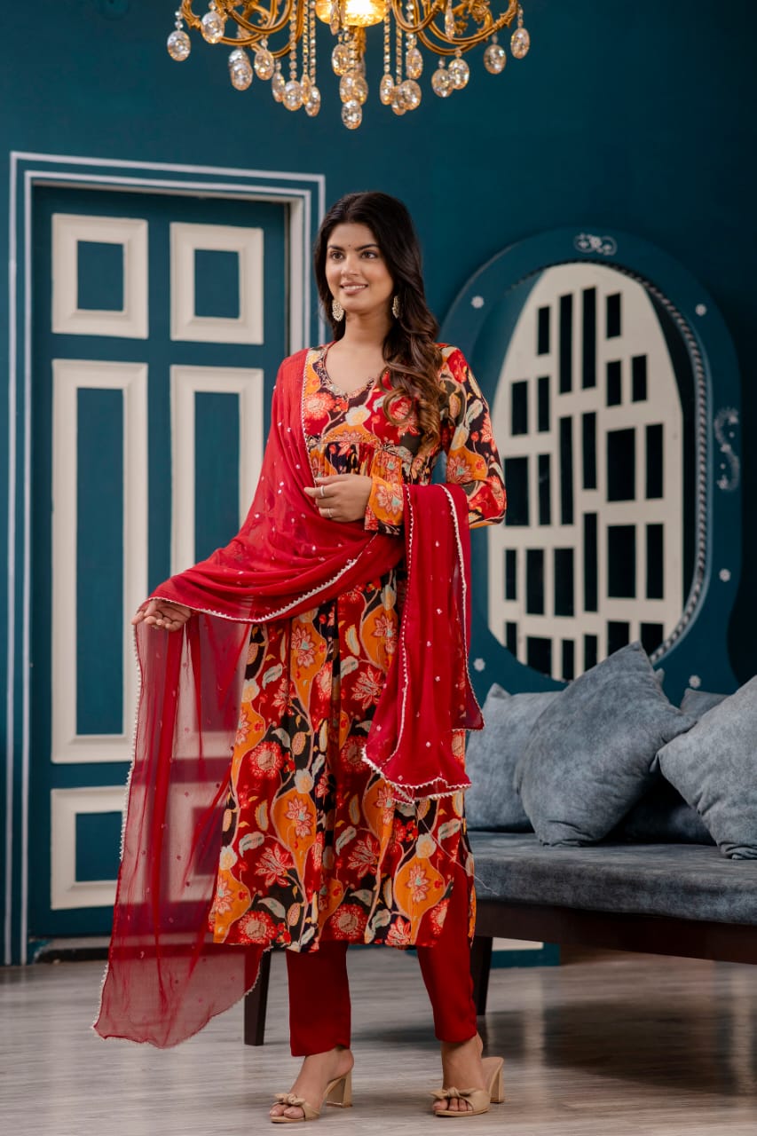 Alia cut Kurti Pant Dupatta Set