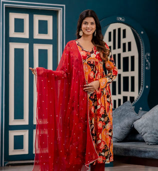 Alia cut Kurti Pant Dupatta Set