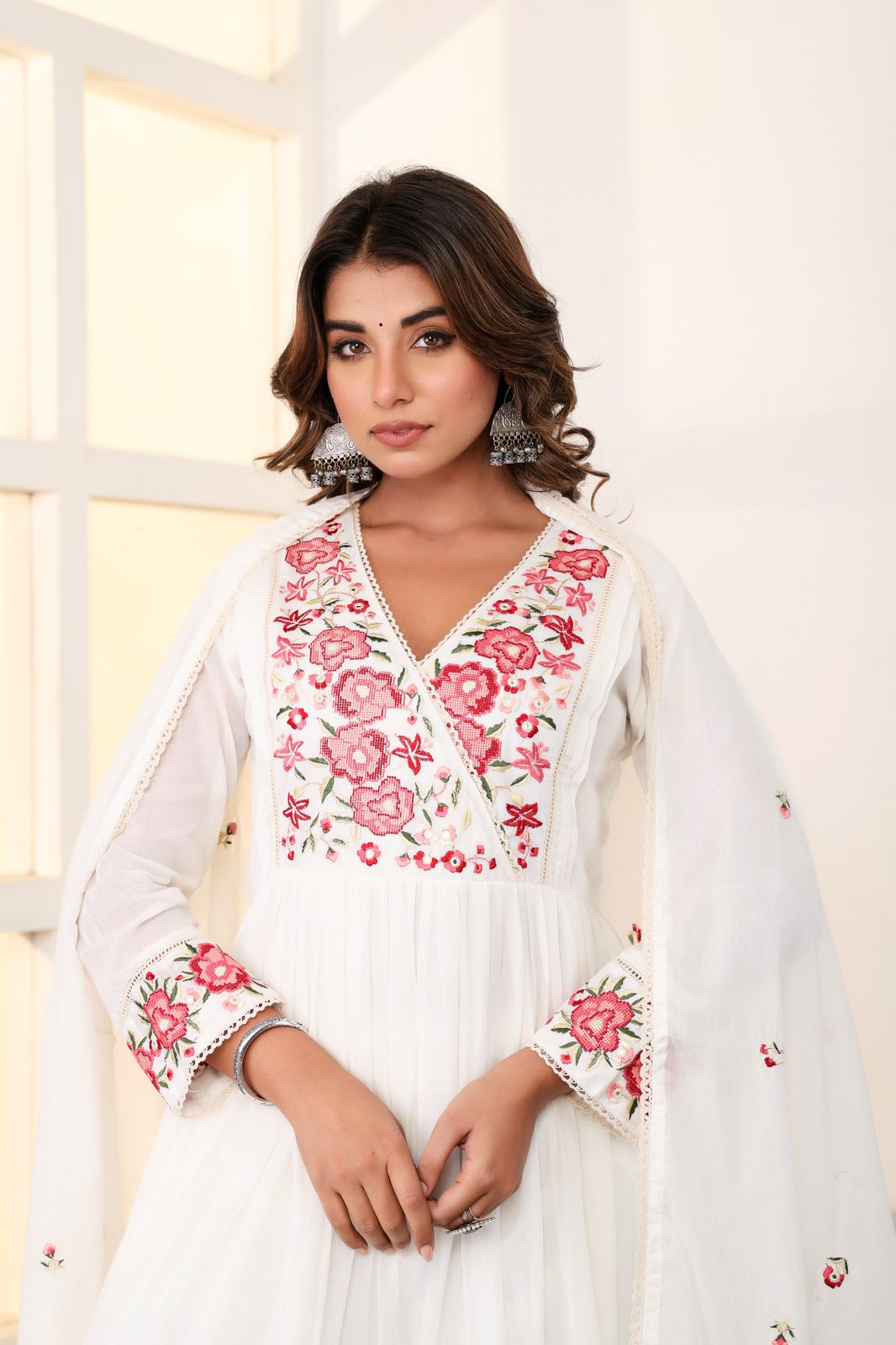 Mulmul Cotton Anarkali Suit Set