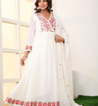 Mulmul Cotton Anarkali Suit Set