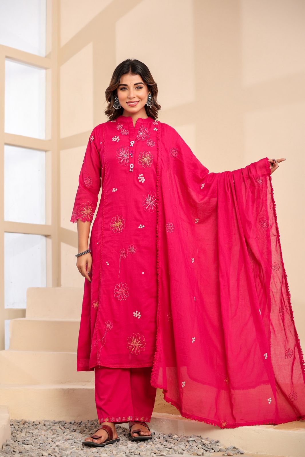 Mulmul Cotton A-line Suit Set