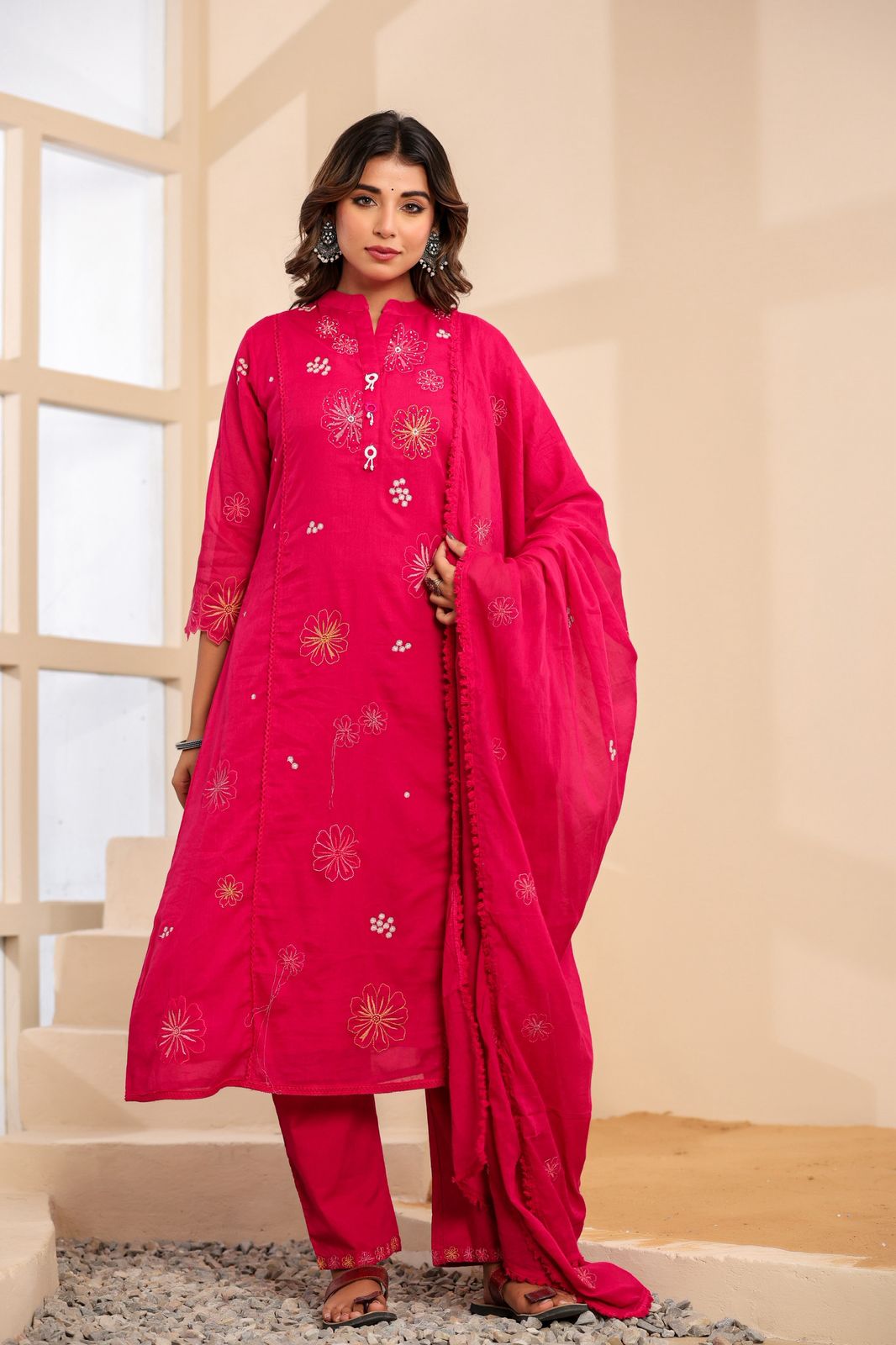 Mulmul Cotton A-line Suit Set