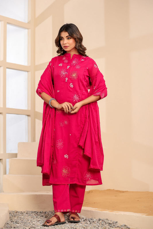 Mulmul Cotton A-line Suit Set