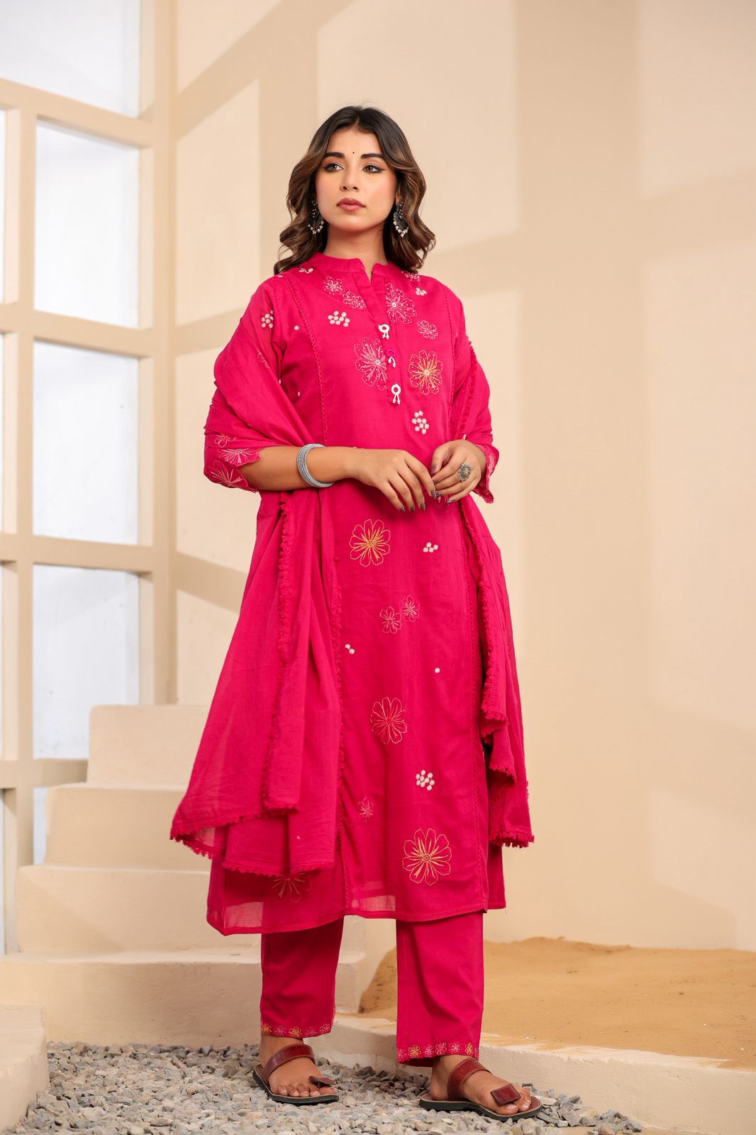 Mulmul Cotton A-line Suit Set