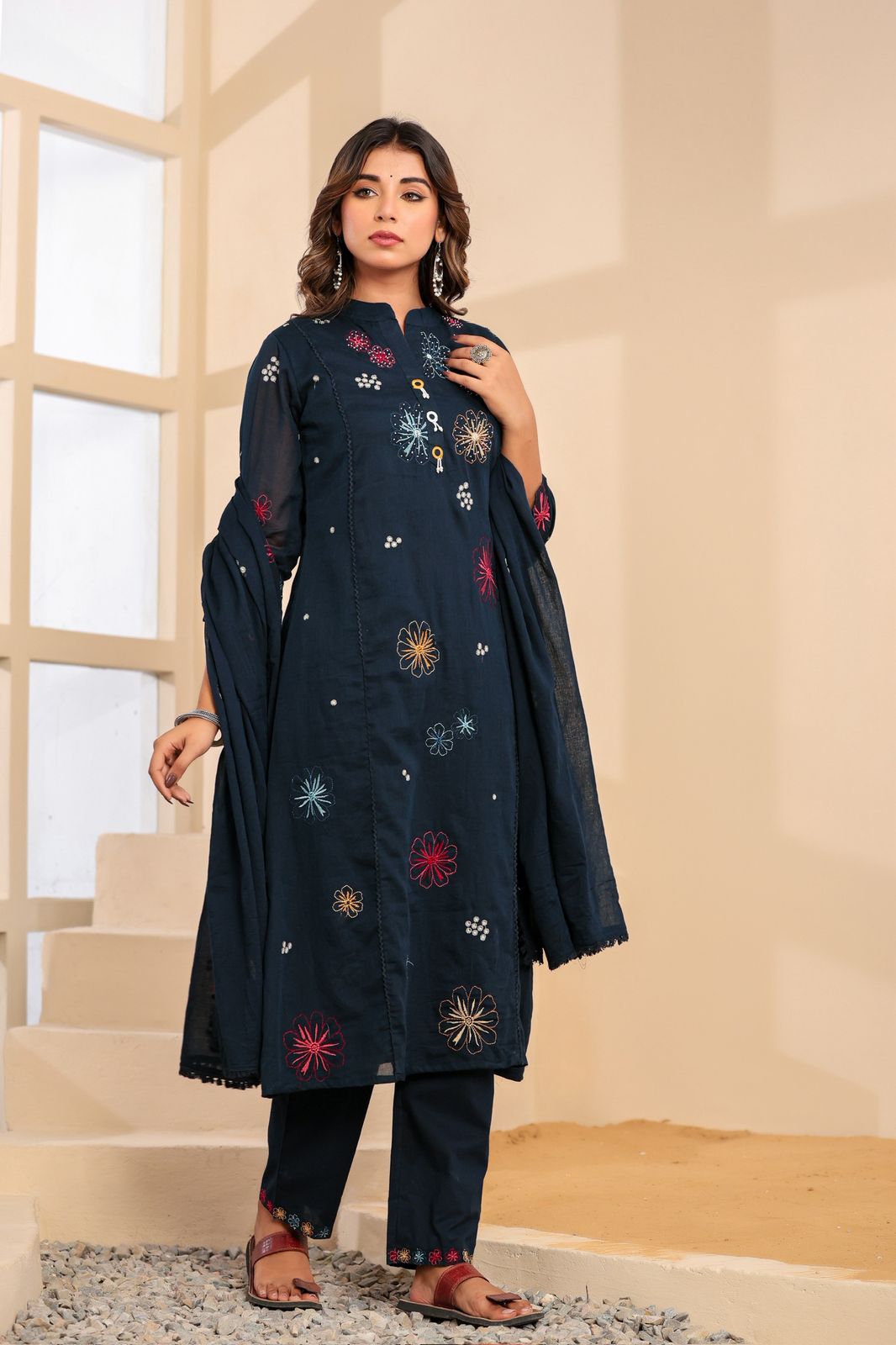 Mulmul Cotton A-line Suit Set