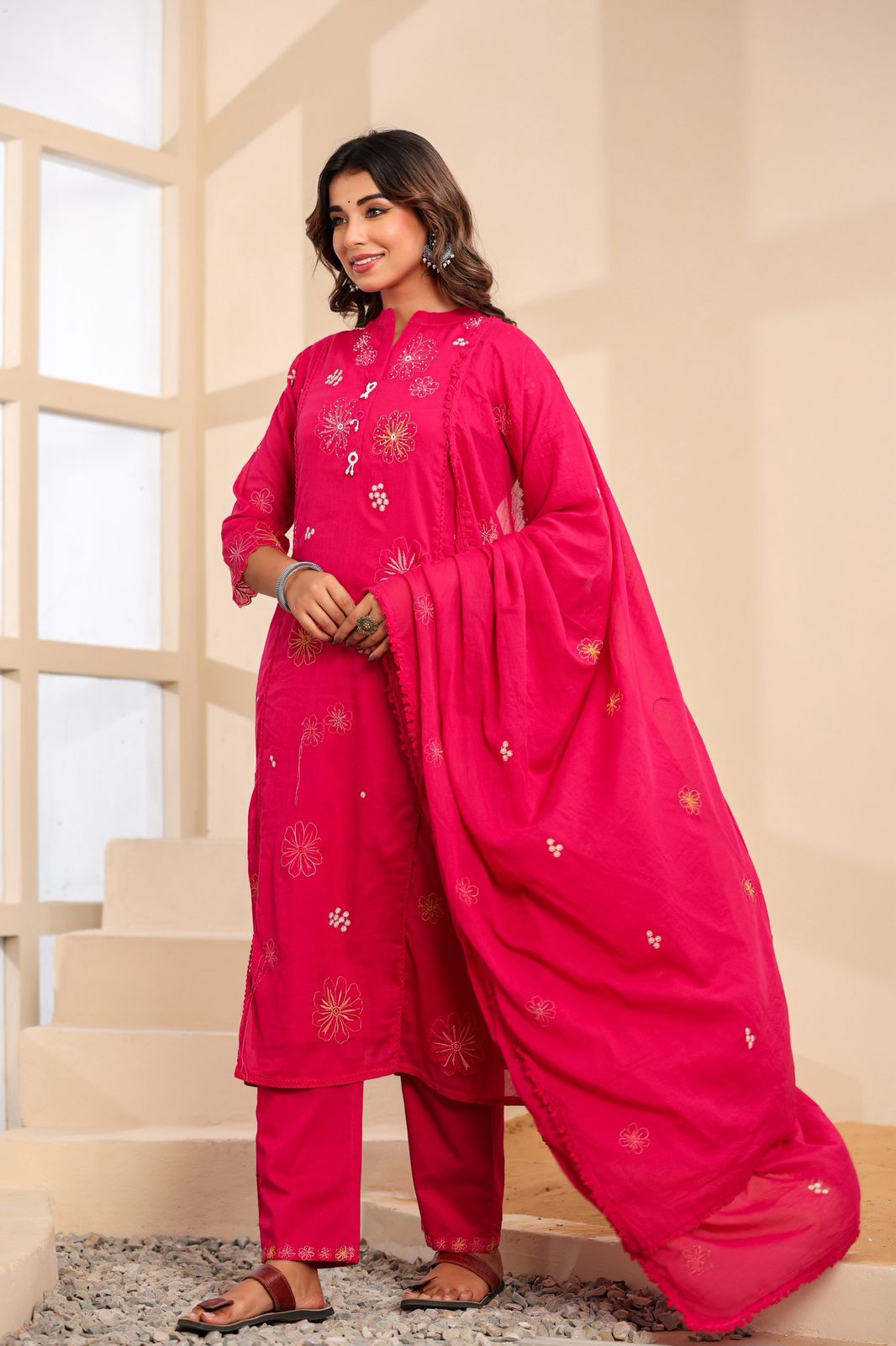 Mulmul Cotton A-line Suit Set